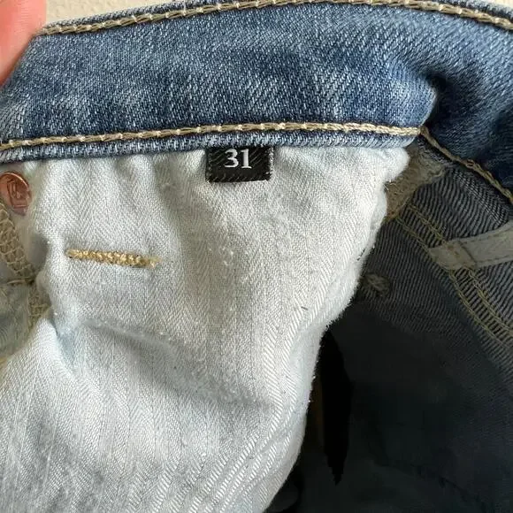 7 For All Mankind the Jo Jeans Women's 31 Wide Leg Destroyed Step Hem Stretch - Picture 6 of 8